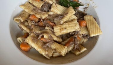 Rigatoni with Beef and Carrots in Red Wine Sauce