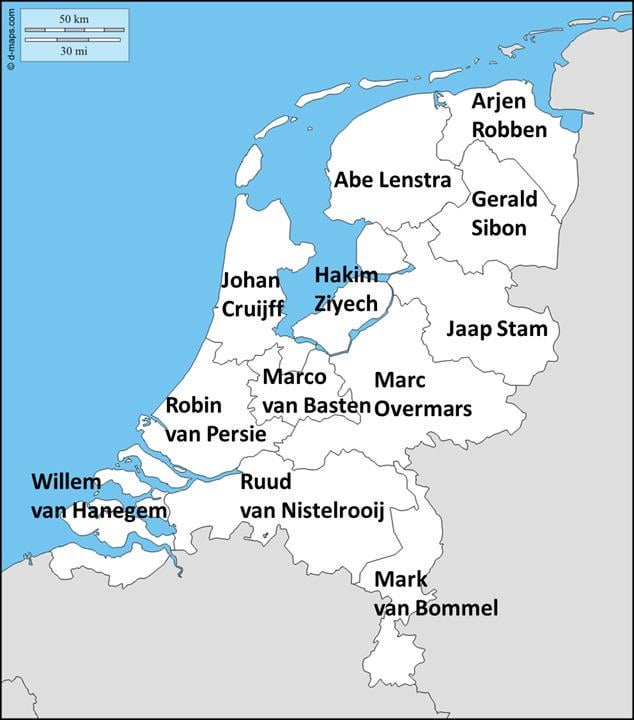 I made a map of best player born in each province for the Netherlands