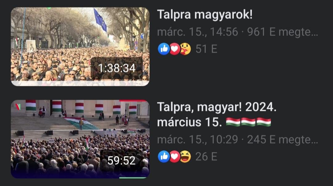 Ünnepi beszédek: Magyar Péter 961 ezer vs. Orbán Viktor 245 ezer