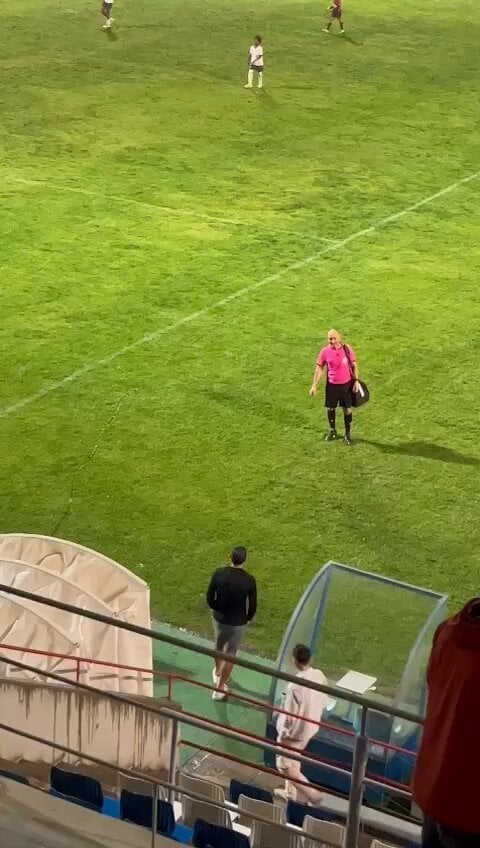 O momento em que Sérgio Conceição entrou no relvado para falar com o árbitro após o jogo de sub-9 do filho