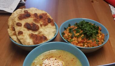 mulligatawny, egg curry and naan (all made by myself)
