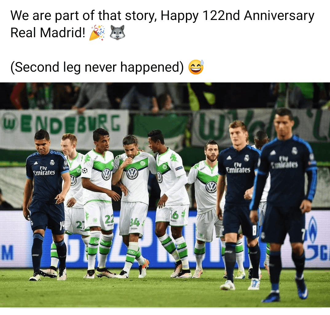 VfL Wolfsburg Congratulations to Real Madrid