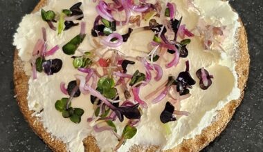 A very quick snack to tide you over until dinner ― Sprouted lettuce (red radish) on cream cheese on a rye Knäckebröd from a well-known furniture store ;)