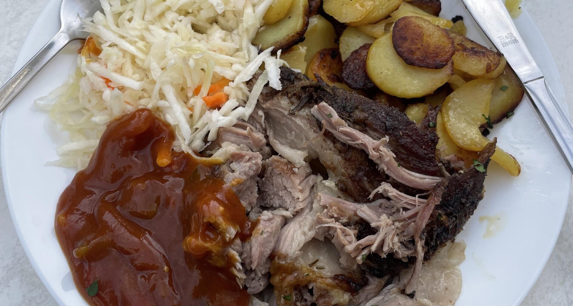 Spießbraten with Cabbage Salad and Potatoes
