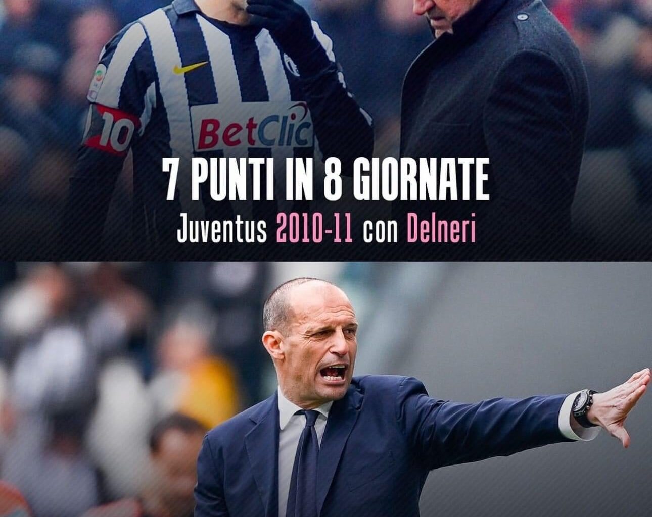 Allegri has a new unwanted record and equals Del Neri’s record of 7 points in 8 games (@Gazzetta_it)