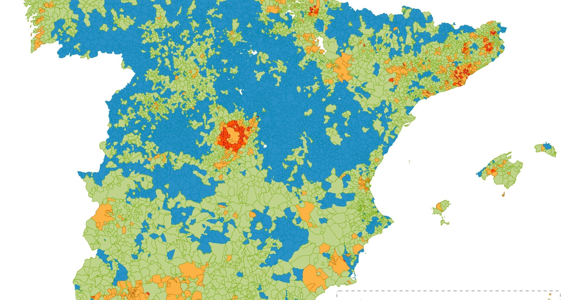 Mapa stock de vivienda / población (Spain Housing Observatory)
