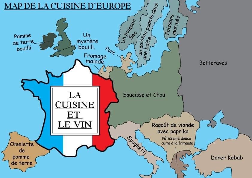 Map of European Cuisine According to the French