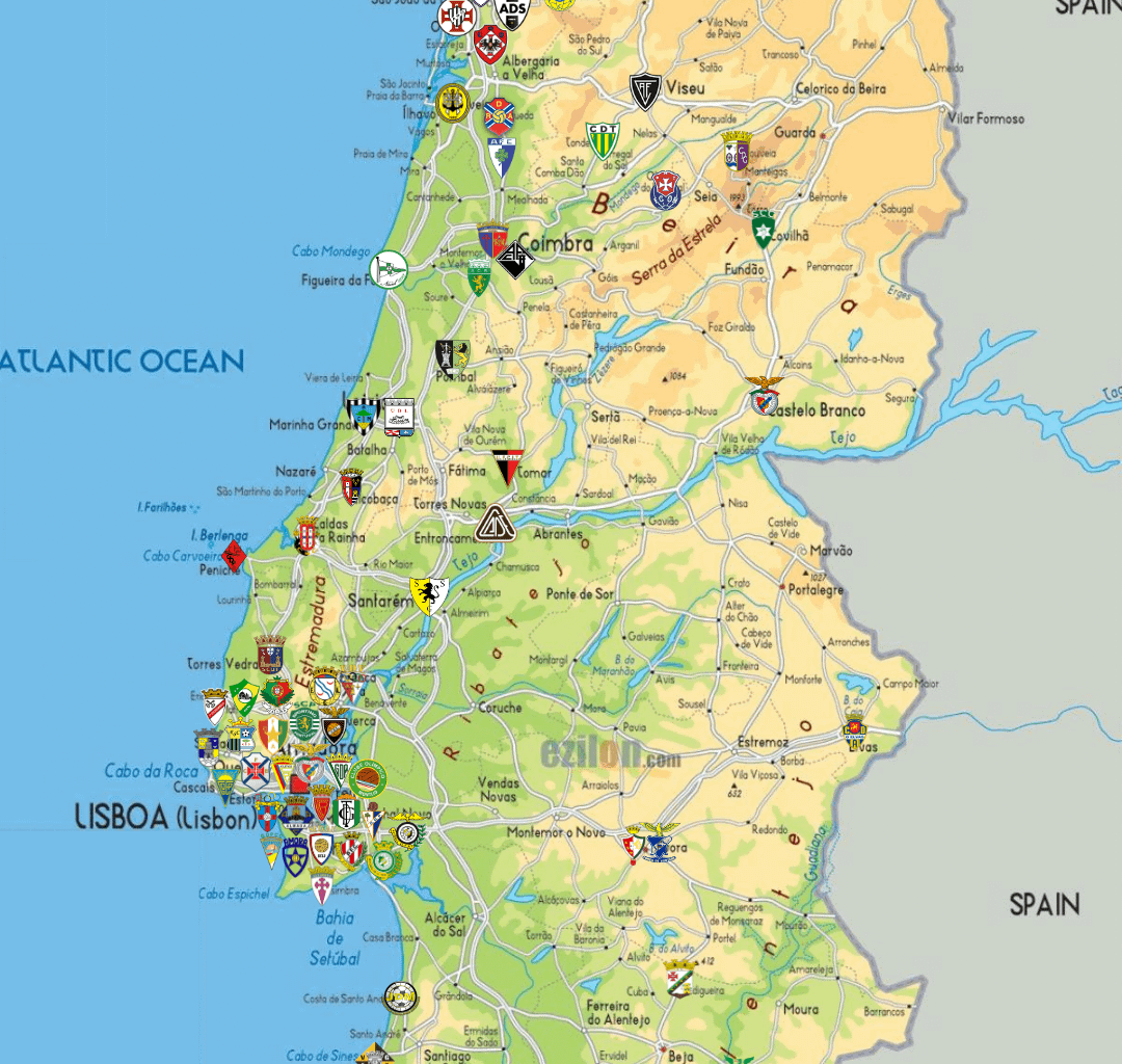 Mapa de clubes portugueses de que me consegui lembrar hoje