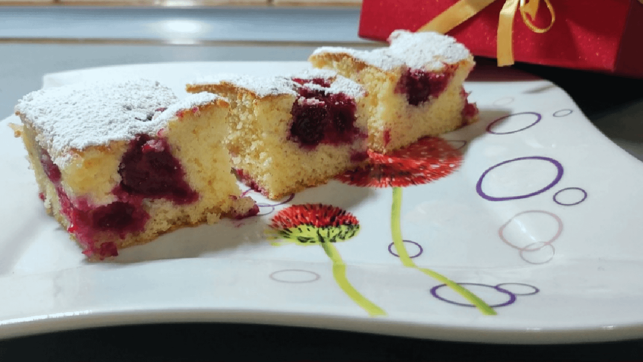 Cake with Cherries, Simple Soft and Delicious