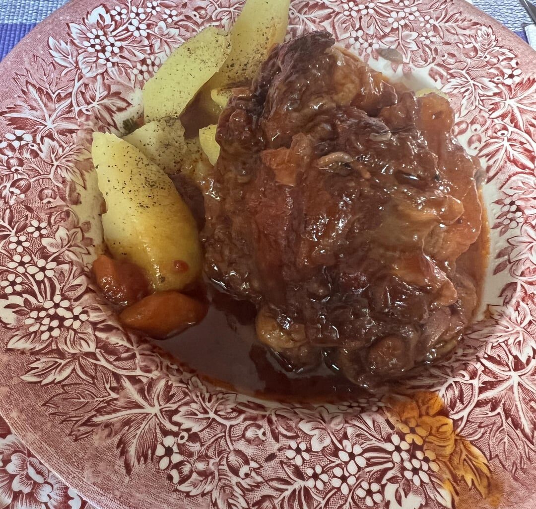 Oxtail Stew. With boiled potatoes on the side