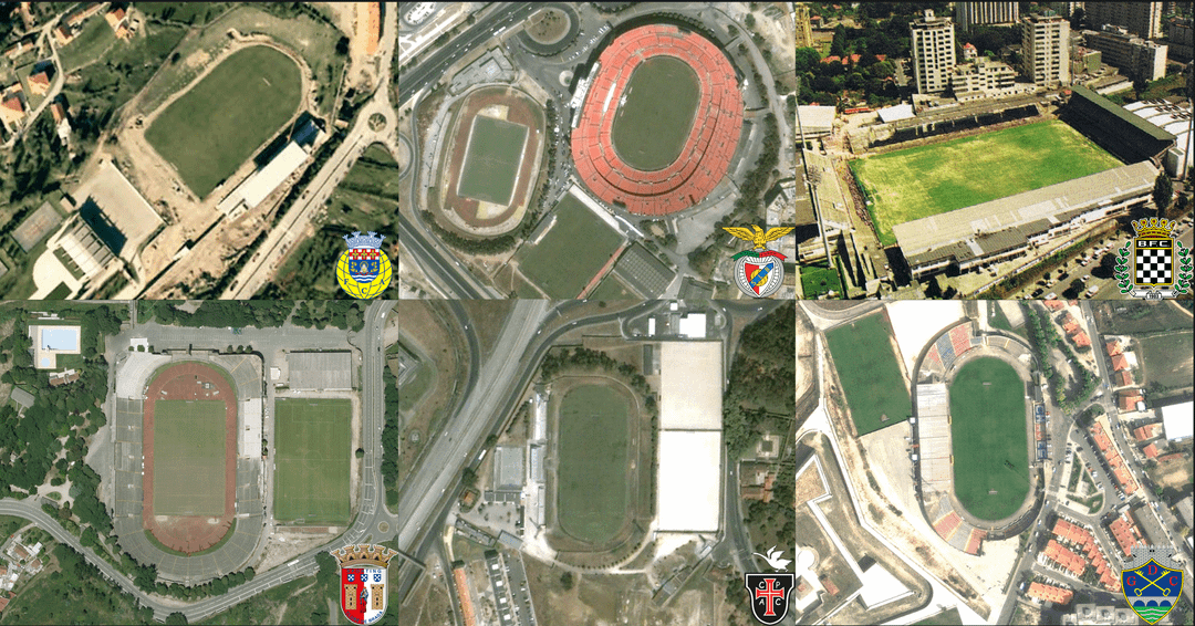 Vista aérea dos estádios da 1ª Liga há 20 anos (mais ou menos)