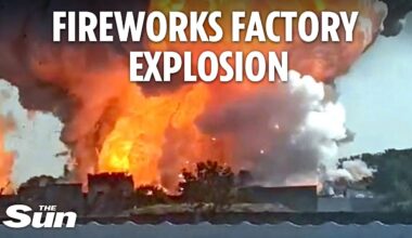 Terrifying moment illegal fireworks factory explodes and people flee for their lives in India