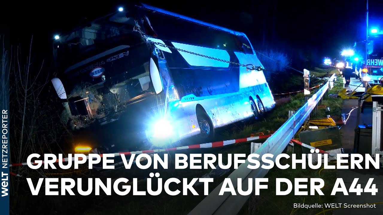 ERNEUT SCHWERES BUSUNGLÜCK: Mehr als 20 Verletzte bei Unfall auf der A44 | WELT News