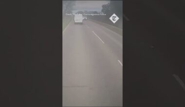 Moment motorist is forced to swerve out of  the way by overtaking van