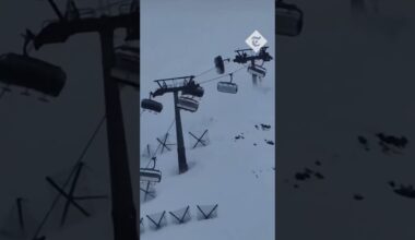 Ski lift passengers rush to safety as strong winds toss gondolas into the air in Italy