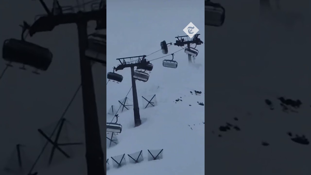 Ski lift passengers rush to safety as strong winds toss gondolas into the air in Italy
