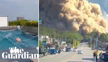 Moment huge earthquake strikes captured on cameras across Taiwan