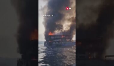 Tourists leap from burning boat off Thailand coast #news #shorts