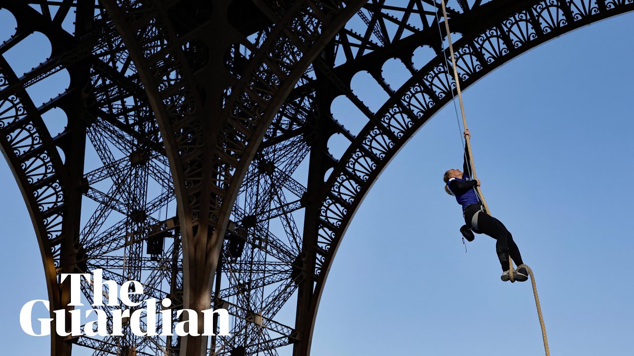 French athlete sets world record for rope climbing at Eiffel Tower