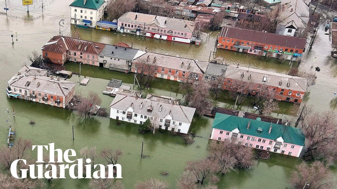 Aerial video shows severe flooding in Russia