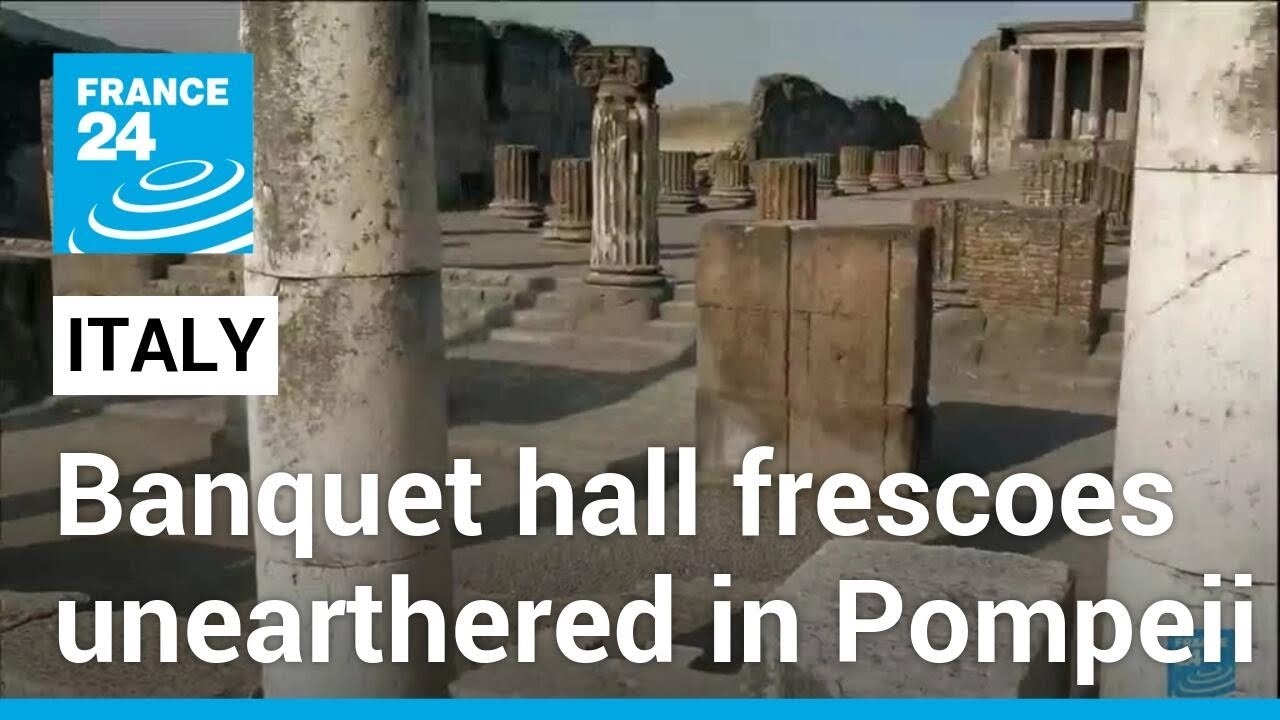 Roman banquet hall frescoes unearthered in Pompeii • FRANCE 24 English