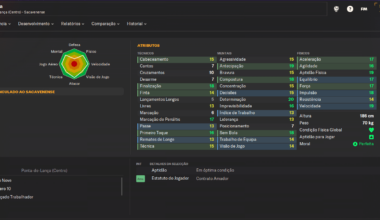 Alguém joga Football Manager? Encontrei este avançado na distrital e parece incrível. Alguém conhece?