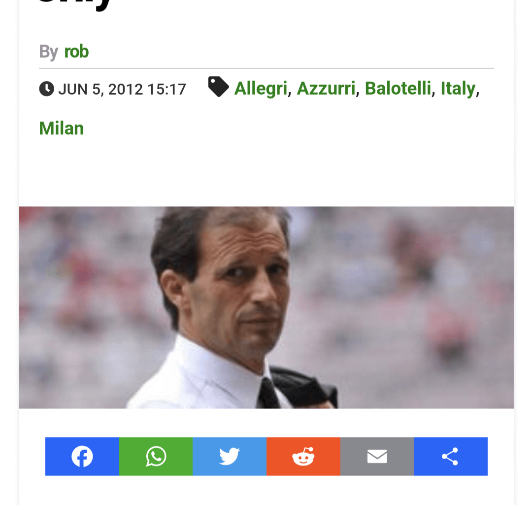 Allegri in 2012: only 10 more years of coaching before retirement