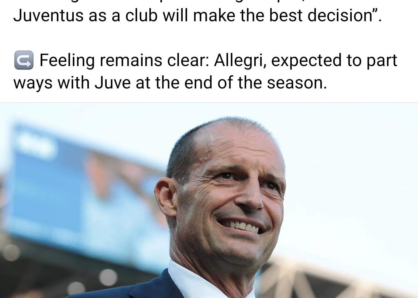Fabrizio Romano on Allegri's future