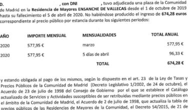 El Gobierno de Ayuso reclama el dinero de la residencia a familias que perdieron a sus mayores en la pandemia