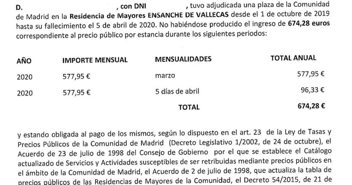 El Gobierno de Ayuso reclama el dinero de la residencia a familias que perdieron a sus mayores en la pandemia