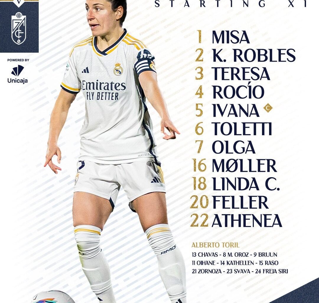 Real Madrid Femenino Starting XI vs Granada CF Femenino | Liga F MD23