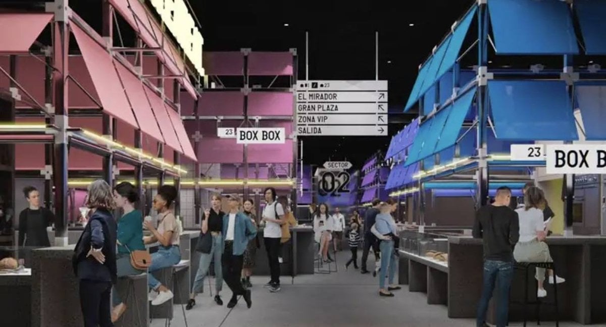 Real Madrid has begun the construction of the new Bernabéu Market, Gastronomic market located inside the stadium, made up of a total of 25 restaurants that will be distributed throughout the 3,000 square meters of a space. Another way to further enhance the economic impact of the New Bernabéu.