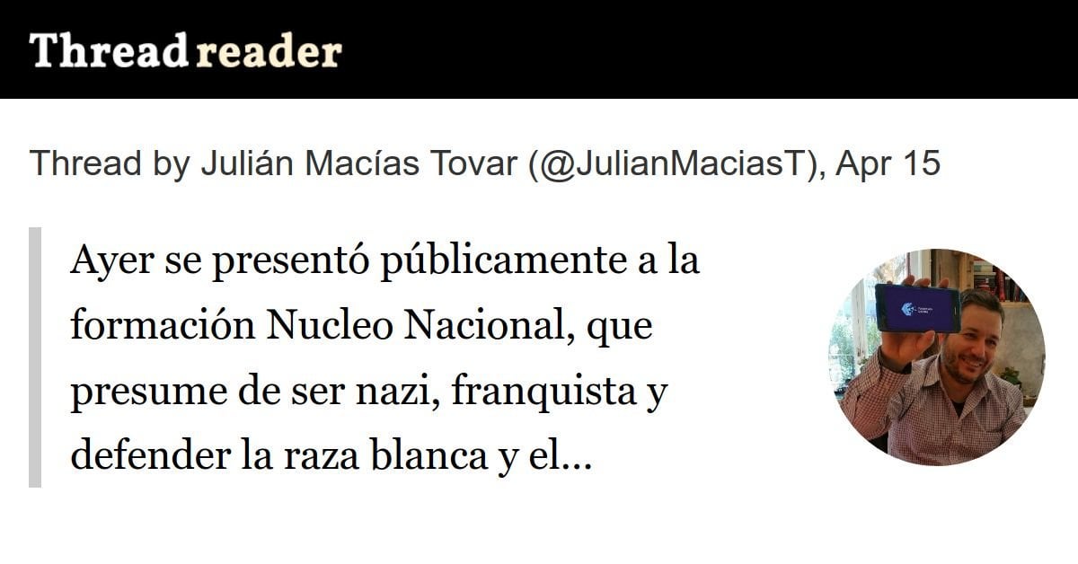 Ayer se presentó públicamente a la formación Nucleo Nacional, que presume de ser nazi, franquista y defender la raza blanca y el cristianismo.