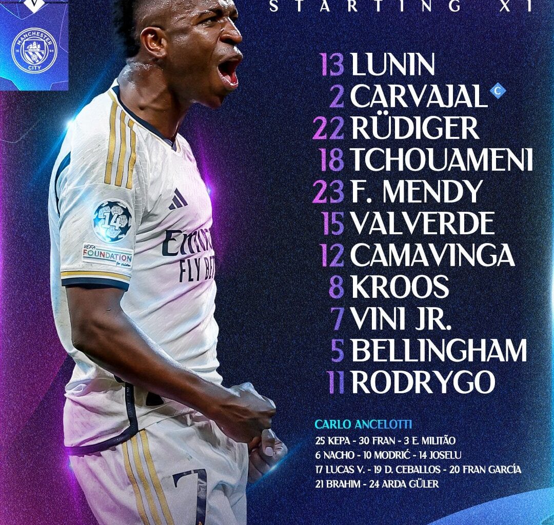Starting XI vs Manchester City