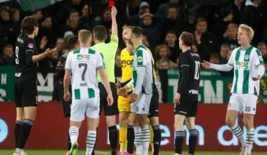 Red card FC Groningen Goalkeeper Hidde Jurjus dismissed