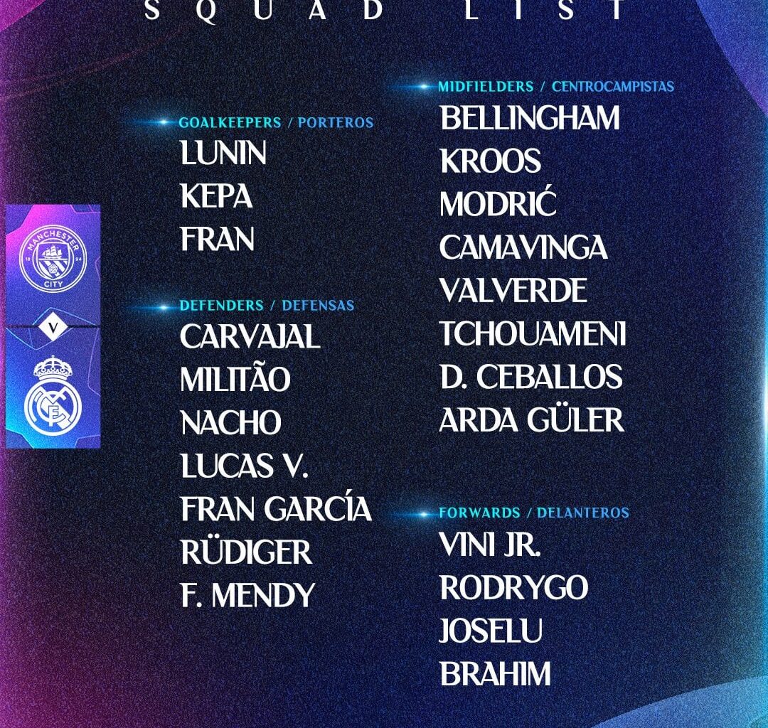 📋✅ Our squad for the match
🆚 Manchester City