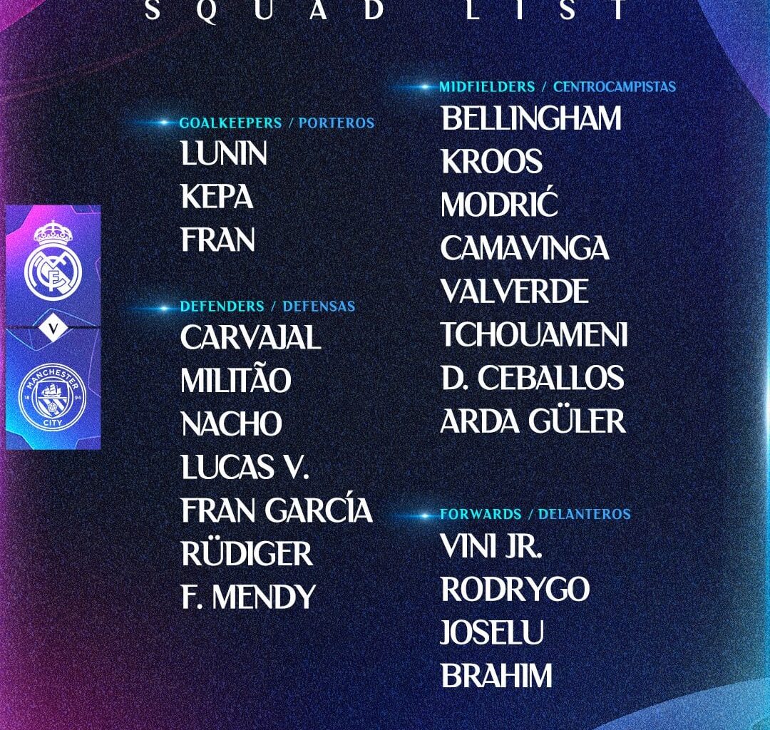 📋✅ Our squad for the match 🆚 Manchester City