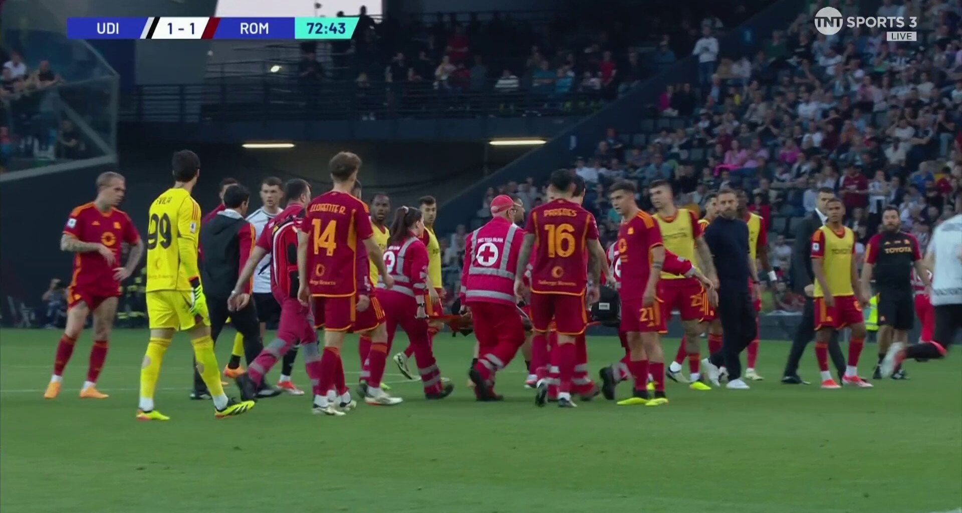 Roma star Evan Ndicka collapses on pitch as Serie A clash with Udinese abandoned