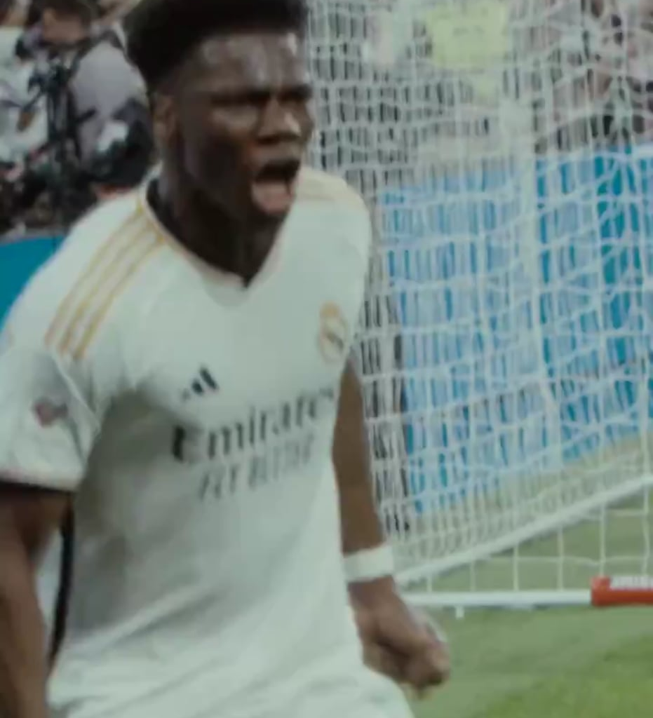 Tchouameni's passionate celebration after the Clasico win 🤍💪