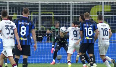 Photo of the ball bouncing off the arm of Lapadula in the build up before Viola scores.