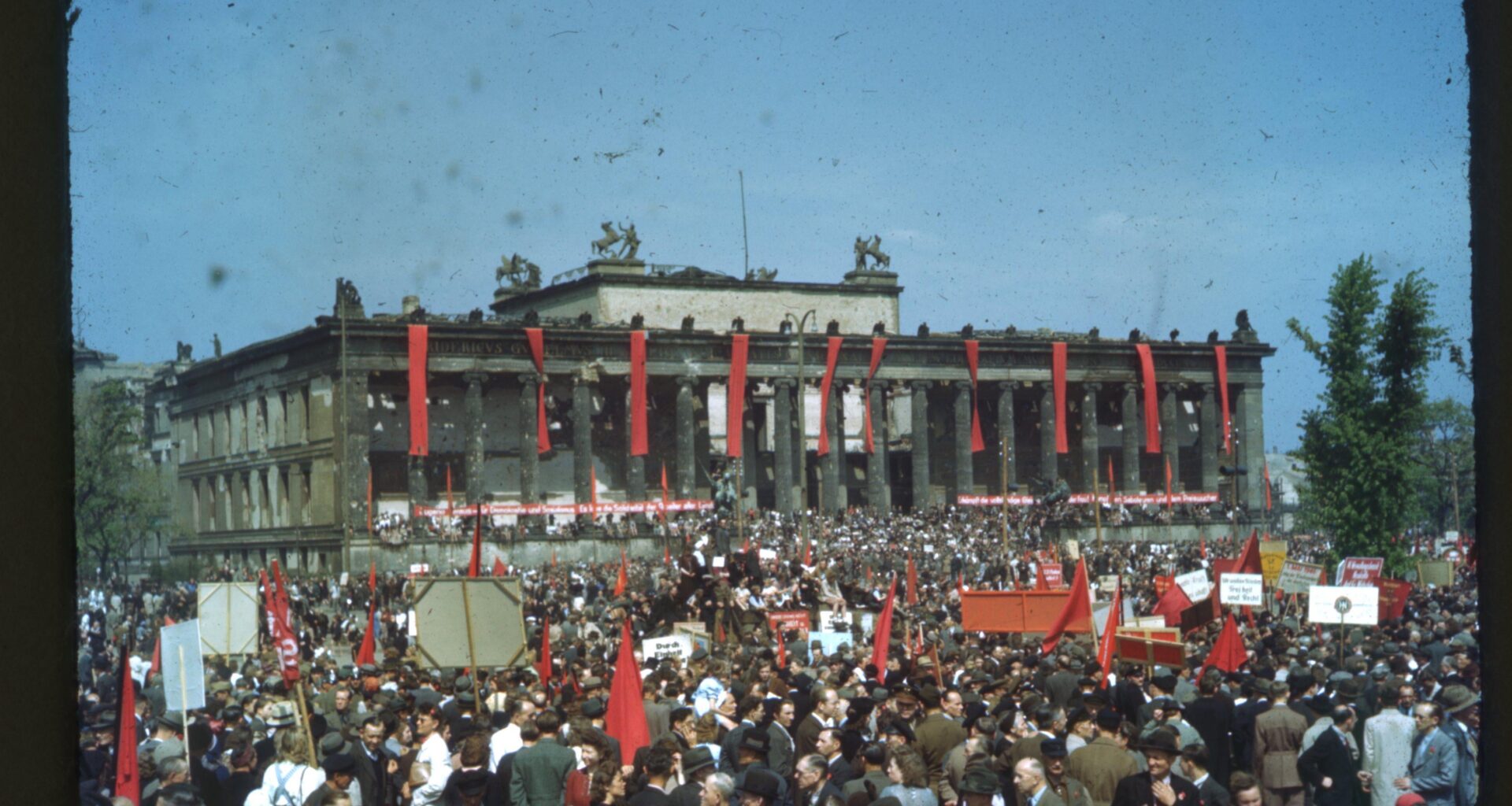 May Day Celebration, Berlin 1946 Color Kodachrome Slide Showing the Rally at the Lustgarten