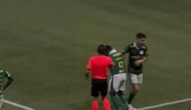 Endrick gets shoved from the back after just being subbed in to the match.