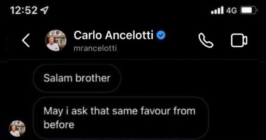 Ancelotti to Rodrygo