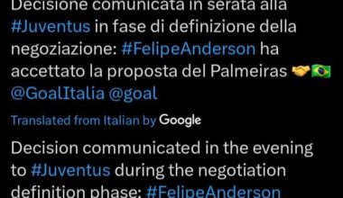 Felipe anderson has decided to join palmeiras per romeo agresti