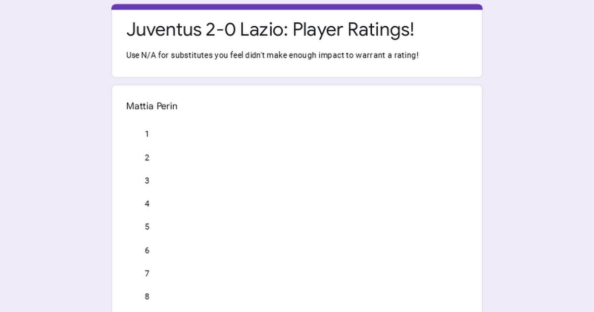 Juventus Lazio: Player Ratings!