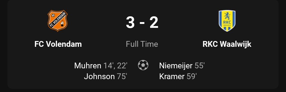 Muhren brace helps Volendam past RKC