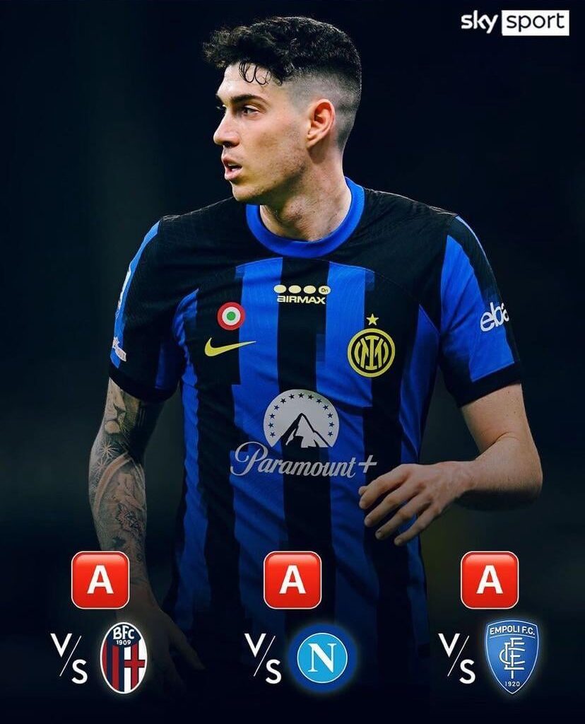 [Sky Sport] Alessandro Bastoni has provided an assist in each of the last three Serie A matches; before him the last Inter defender to serve a winning assist in three consecutive matches of Serie A was Federico Dimarco between August and September 2023 (three also in that case).