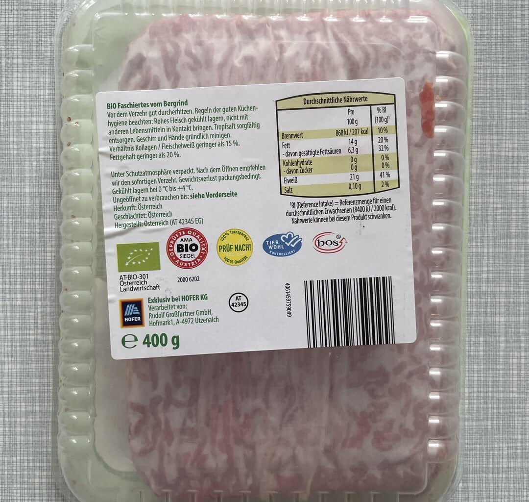 Hofer Rinderfaschiertes 400g?