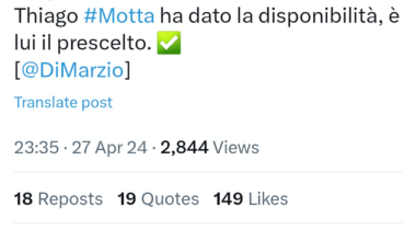 Live from SkySport Italy (Gianluca Di Marzio): 'Zero chances that Allegri stays. Motta has agreed to join Juve'