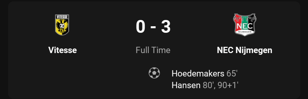 Relegation comes closer for Vitesse after 0-3 defeat against NEC
